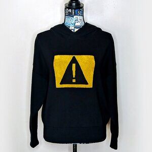 ICICLE Wool Sweater Hoodie Silk Warning Sign Exclamation Point High End Luxury 4